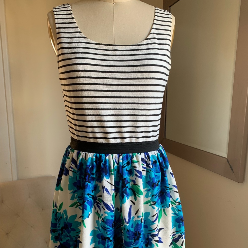 Aqua from Bloomingdales striped and floral dress